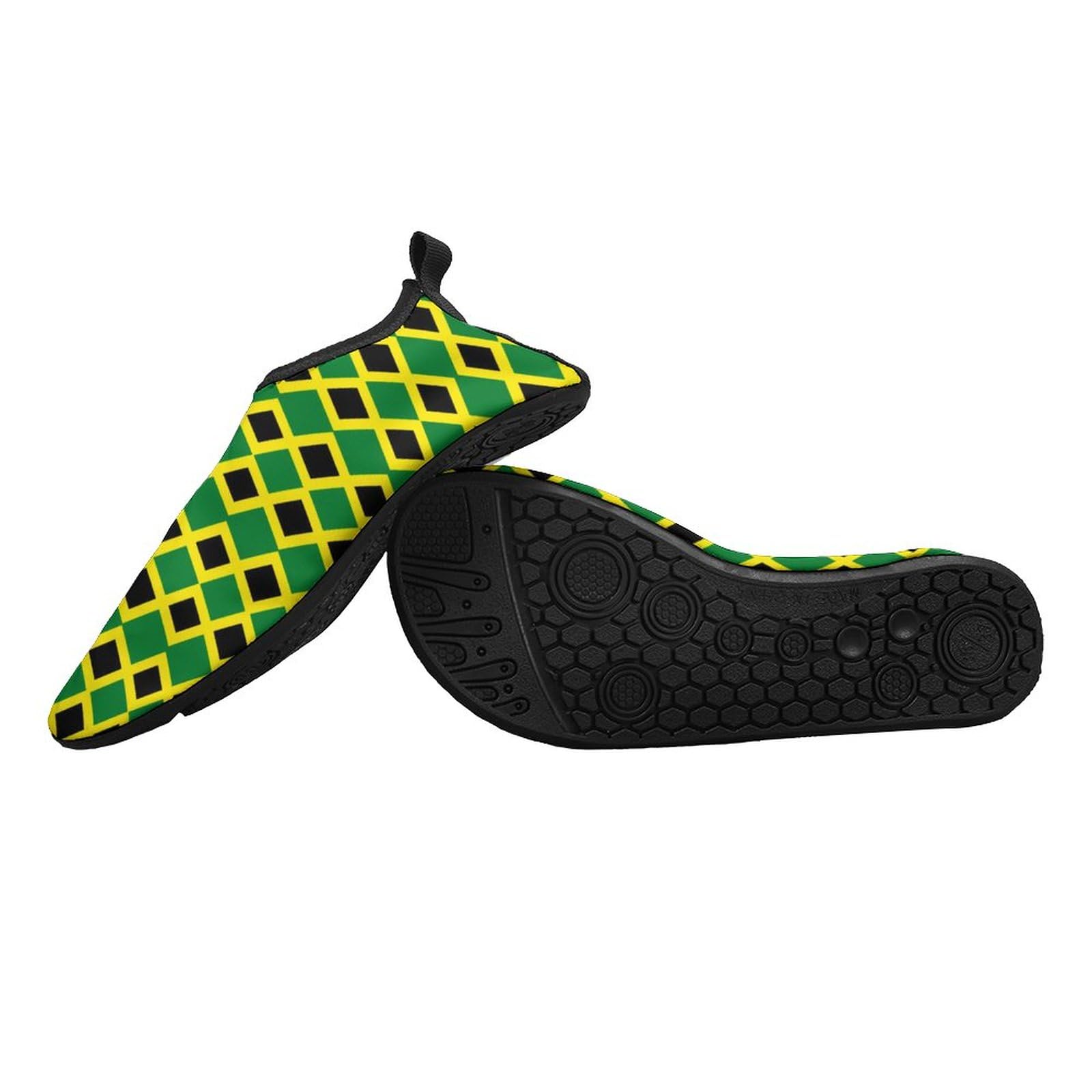 Womens Mens Quick Dry Water Shoes Summer Jamaica Jamaican Flag Barefoot Aqua Sneakers for Beach Swim Surf