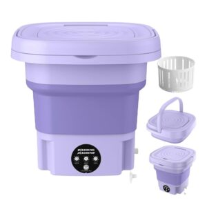 portable 8l washing machine for small loads, foldable design, soft spin dry, perfect for underwear, socks, baby clothes and delicate items ideal for travel and camping (purple)
