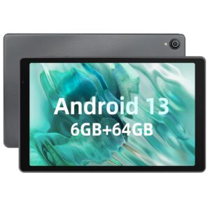 lville android 13 tablet, octa-core android tablet, 10 inch tablet, 6 (4+2) ram 64gb rom (1tb tf) tablet android with bluetooth, wifi, fast charging, dual camera (gray)