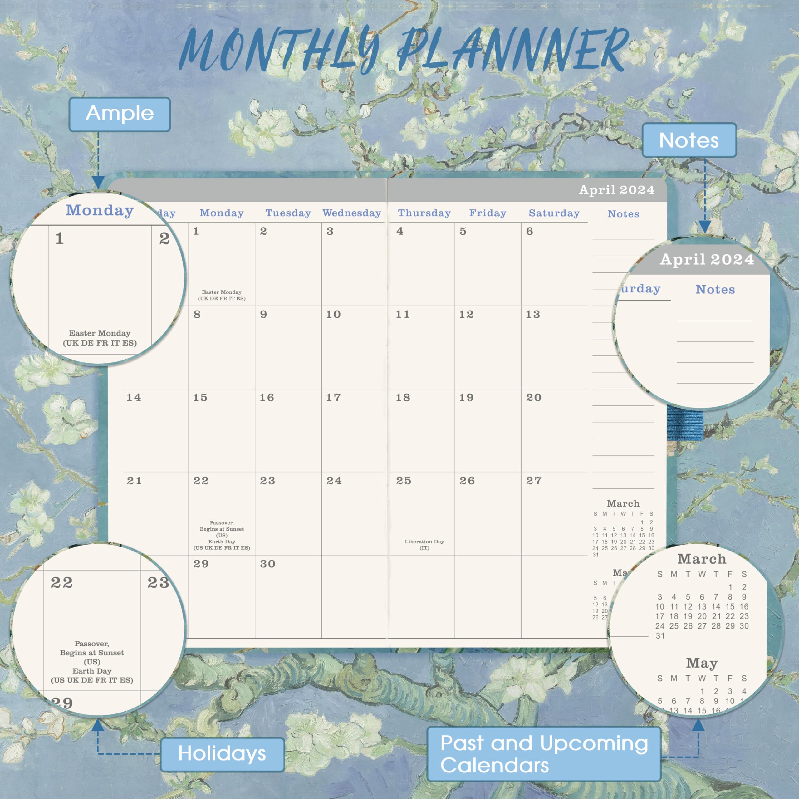 2024-2027 Monthly Pocket Planner/Calendar - Jul 2024 - Jun 2027(36 Months), 3 Year Monthly Planner 2024-2027, 6.3" x 3.8", with 61 Notes Pages, Inner Pocket, 2 Bookmarks, Pen Holder & Elastic Closure