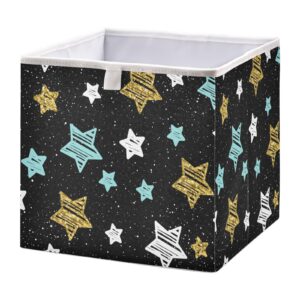 Kigai Colorful Star Dots Cube Storage Bins - 11x11x11 in Large Foldable Cubes Organizer Storage Basket for Home Office, Nursery, Shelf, Closet