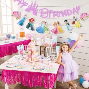 Pink Princess Birthday Banner for Girls, Princess Birthday Party Decoration For Girls Kids Birthday Party Baby Shower Decorations (Pink)
