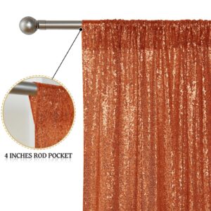 Sugargirl Orange Sequin Backdrop Curtain 2 Panels 2FTx8FT Glitter Orange Background Drapes Sparkle Photography Backdrop for Party Wedding Birthday Wall Decoration