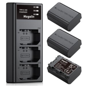 magolin np-fz100 camera replacement battery 2500mah*3 compatible with sony a7r v, a7 iv, a7s iii a7r iv, a7r iii, a7 iii, a7c, a6600, a6700, fx3, zv-e1, a1, a9-4265