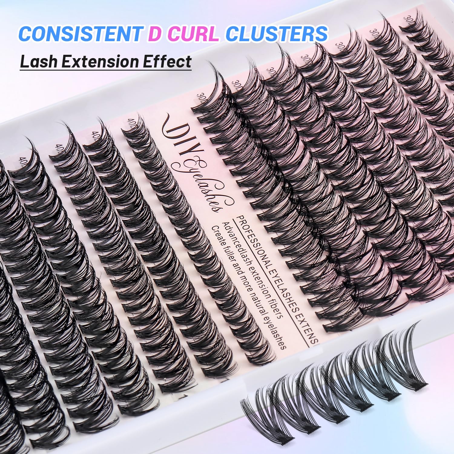 DIY Lash Clusters, 280pcs 30D+40D 9-16mm Mix Individual Lashes, D Curl Lash Extension, Long-lasting And Natural Look Cluster Lashes (30D+40D)