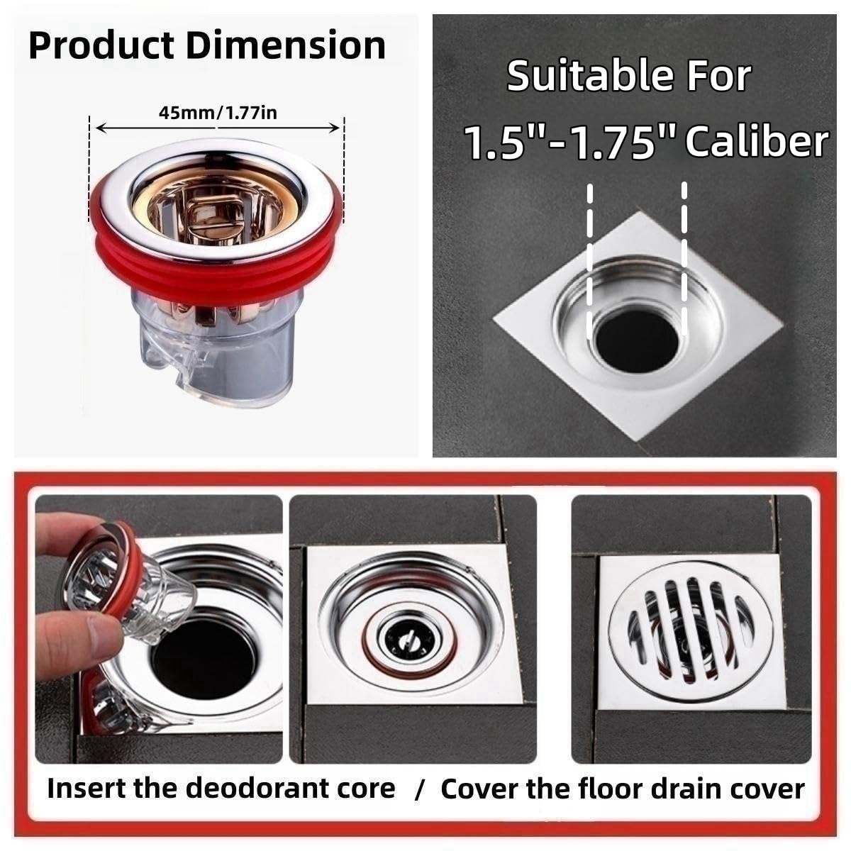 COLDDD Odor Proof Floor Drain, Floor Drain backflow Preventer, Anti-Odor Floor Drain, Prevent Backflow, Prevent Odor Dispersion in Bathrooms, and Kitchens (4, 1.5''-1.75'' Caliber)