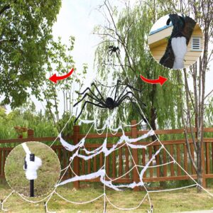 276‘'Halloween Spider Web + 78" Giant Spider Decorations Fake Spider with Triangular Spider Web for Outdoor Halloween Decorations Yard Parties Home Costumes Haunted House