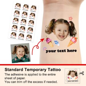 Custom Temporary Tattoo for Adults Women Men with Photo Personalized Fake Face Tattoos Name Text Logo Customized Tattoo Gift Birthday Wedding Xmas Bachelorette Party Graduation Decor