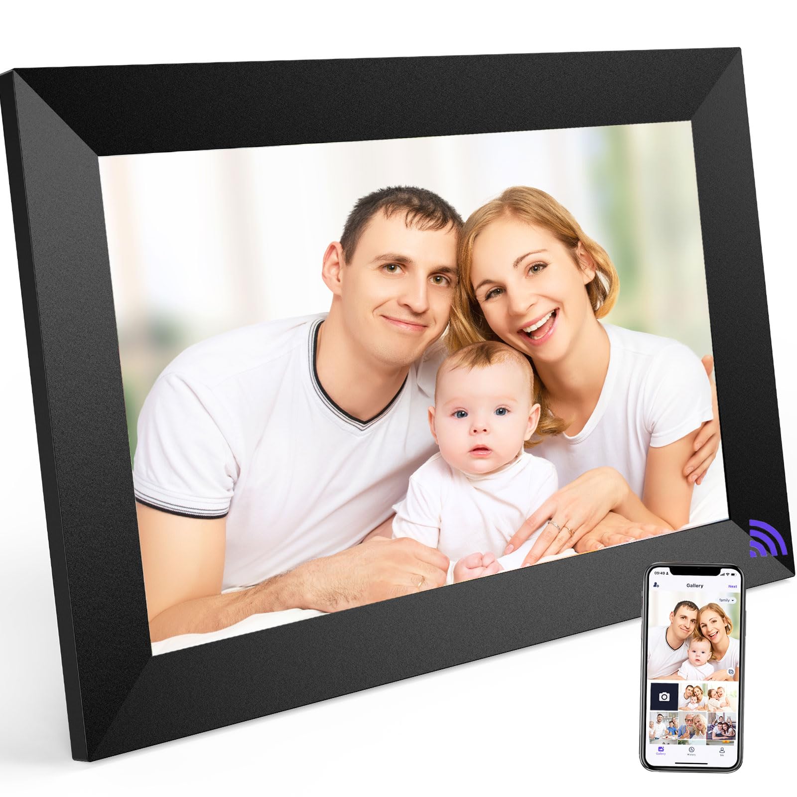 LOVCUBE 10.1inch WiFi Digital Picture Frame, Digital Photo Frame with IPS HD Touch Screen, Built-in 32GB Large Storage, Auto-Rotate, Share Photos and Videos Instantly via App from Anywhere (Black)