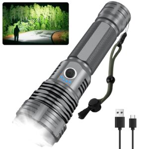alstu rechargeable flashlights high lumens, 900000 lumens super bright flashlight with 5 modes & power display, ipx7 waterproof flash light for outdoor, camping, hiking