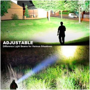 ALSTU Rechargeable Flashlights High Lumens, 900000 Lumens Super Bright Flashlight with 5 Modes & Power Display, IPX7 Waterproof Flash Light for Outdoor, Camping, Hiking