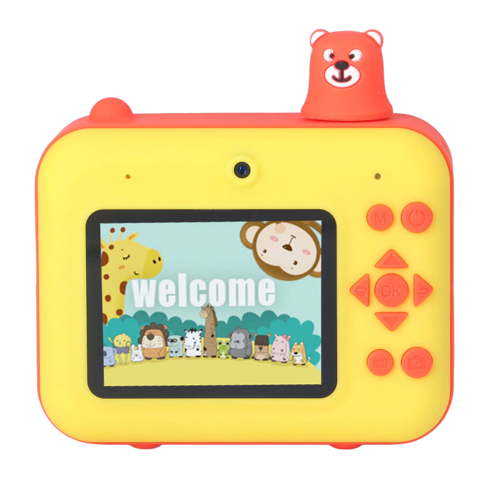 Camera for Kids, Child Selfie Camera Toy with 2.4in LCD Screen, Dual Lens HD 1080P Thermal Printing Camera with Lanyard Boys Girls (Yellow)