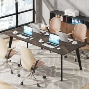 tribesigns 6ft conference table, 70.2”w x 30.9”d rectangular meeting room table seminar table, large computer desk for home office (walnut)