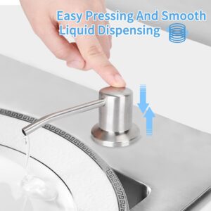 Tesrin Stainless Steel Soap Dispenser for Kitchen Sink Brushed Nickel Built in Soap Dispenser Pump Dish Liquid Countertop Soap Dispenser with Bottle