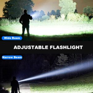 Flashlights High Lumen Rechargeable, 990,000 Lumens Super Bright LED Flashlight, High Powered Flash Light with 5000 mAh Capacity, Waterproof Handheld Flashlight for Camping Hiking(2 Pack)