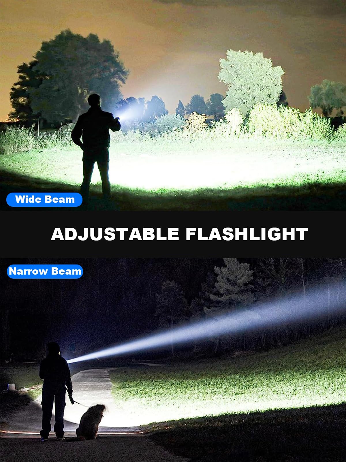 Flashlights High Lumen Rechargeable, 990,000 Lumens Super Bright LED Flashlight, High Powered Flash Light with 5000 mAh Capacity, Waterproof Handheld Flashlight for Camping Hiking(2 Pack)