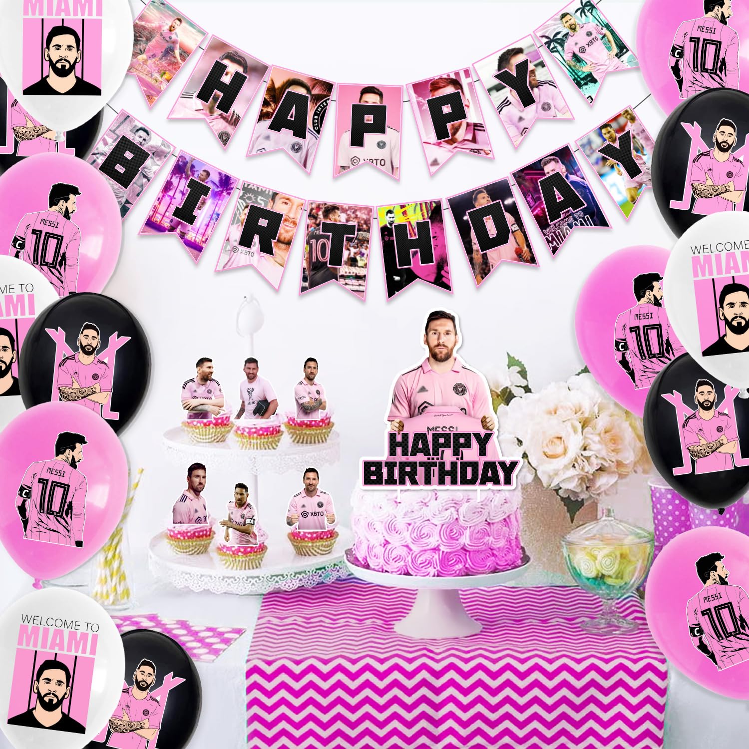 Baeccheo Football Birthday Party Decorations, Birthday Party Supplies Set Include Happy Birthday Banner, Balloons, Cake Topper and Cupcake Toppers for Boys Girls Football Themed Birthday