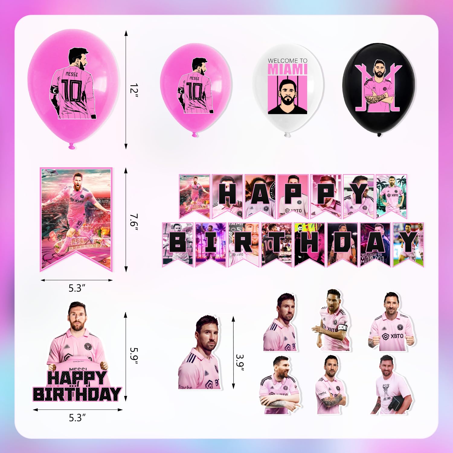 Baeccheo Football Birthday Party Decorations, Birthday Party Supplies Set Include Happy Birthday Banner, Balloons, Cake Topper and Cupcake Toppers for Boys Girls Football Themed Birthday