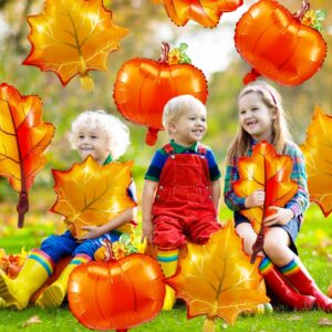 Liliful 30 Pcs Thanksgiving Balloons Decorations Large Fall Foil Balloons Pumpkin Balloons Orange Maple Leaf Balloons for Autumn Harvest Festival Party Decoration Birthday Baby Shower Party Supplies