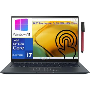 asus 2023 zenbook 14x 14.5 2.8k touchscreen 120hz oled laptop computer, 13th gen intel 14-core i7-13700h, 16gb lpddr5 ram, 2tb pcie ssd, wifi 6e, bluetooth 5.3, backlit keyboard, windows 11, broag