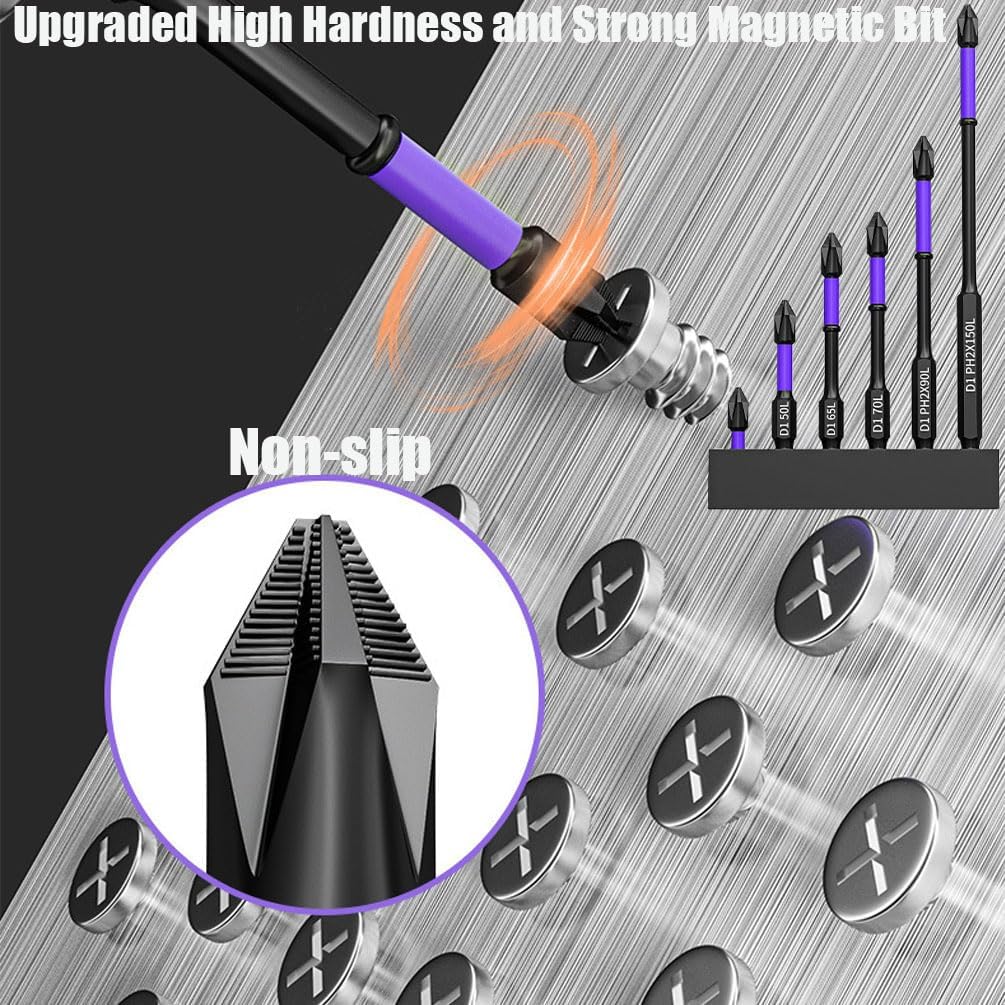 Upgraded High Hardness and Strong Magnetic Bit, Upgraded High Hardness and Strong Magnetic Bitboot, Aneedtools Magnetic Bits, Alloy Steel Impact Resistance and Non-slip Toothed Bits (2Sets)