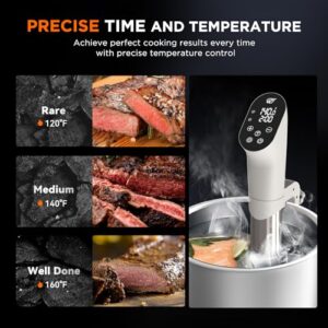 4T7 Sous Vide Machine 1100W, Sous Vide Precision Cooker, Waterproof Wifi App Control, Ultra Quiet Immersion Circulator with Recipes, Accurate Temperature and Time Control with Adjustable Clamp, White