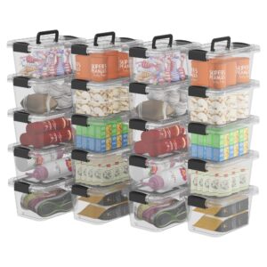 cetomo 6.8qt*20 plastic storage bins, storage box, 20 pack, tote organizing container with durable lids, secure latching buckles and handles, stackable and nestable, clear