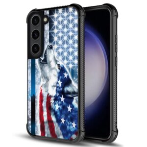 tnxee case compatible with samsung galaxy s23,snow wolf flag galaxy s23 cases for boys,reinforce four corners shockproof non-slip soft tpu case compatible with samsung galaxy s23 6.1-inch