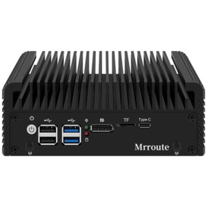 Mrroute Intel Alder Lake-N i3-N305 Fanless Mini PC with Win 11 DDR5 No RAM No SSD 4 Lans 3 Screens Display 2X HDMI&DP&Type-C Pocket Mini Desktop Computer