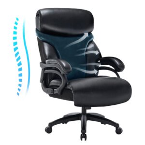 sumeimics big and tall office chair 400 pounds leather office chair with arms plus size wide seat heavy duty office executive chair black