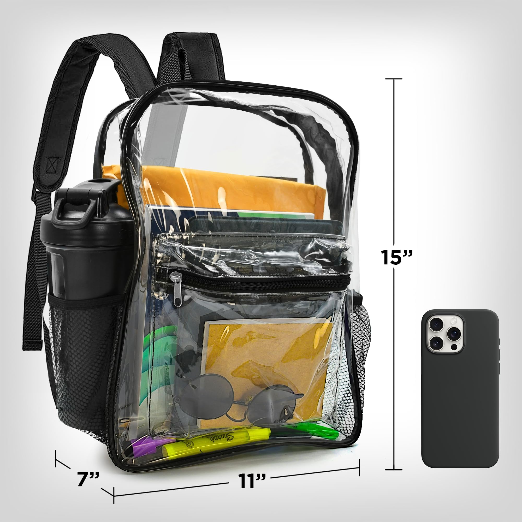 Guard Dog Security Clear Bag - Transparent Backpack for Sports Event and Concerts, 15 x 11 x 5 inches, Small