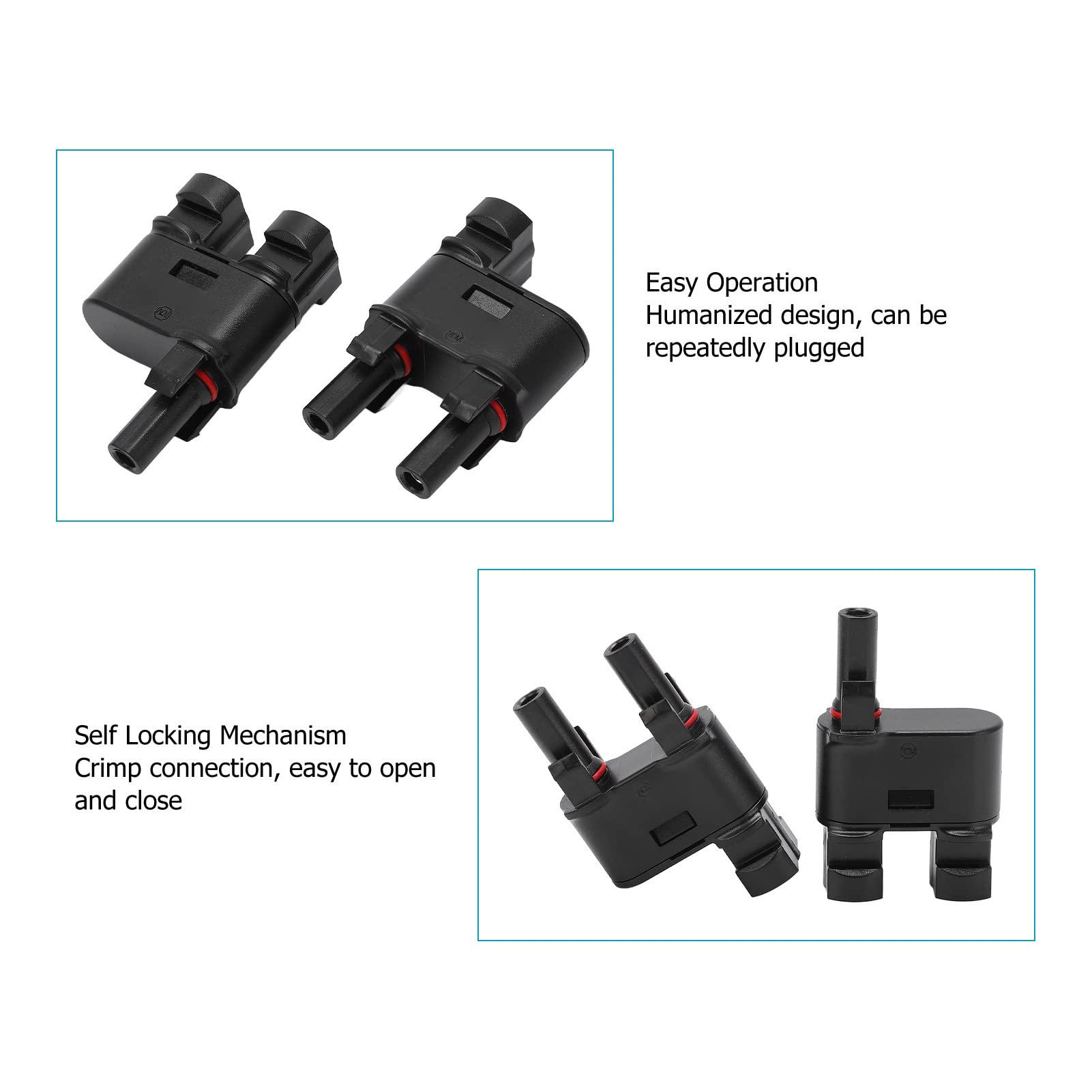 Pv Connector Solar Pv Connector 2pcs Solar Pv Connector 2 to 1 Photovoltaic Crimp Connector for Dc Cable Bus Series Connection