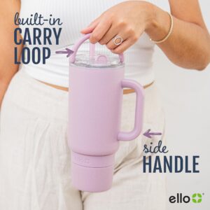 Ello Port 40oz Tumbler with Carry Loop & Integrated Handle, Vacuum Insulated Stainless Steel Reusable Water Bottle, Travel Mug with Leak Proof Lid & Straw, Perfect for Iced Coffee & Tea, Lilac