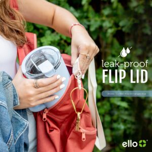 Ello Port 40oz Tumbler with Carry Loop & Integrated Handle, Vacuum Insulated Stainless Steel Reusable Water Bottle, Travel Mug with Leak Proof Lid & Straw, Perfect for Iced Coffee & Tea, Lilac