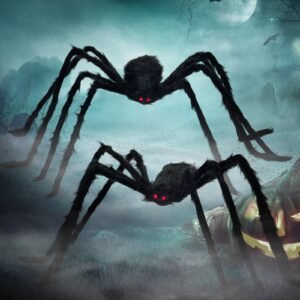 2 Pack 5 Ft. Halloween Outdoor Decorations Hairy Black Spider, Scary Giant Spider Fake Large Spider Hairy Spider Props for Halloween Yard Decorations Party Decor