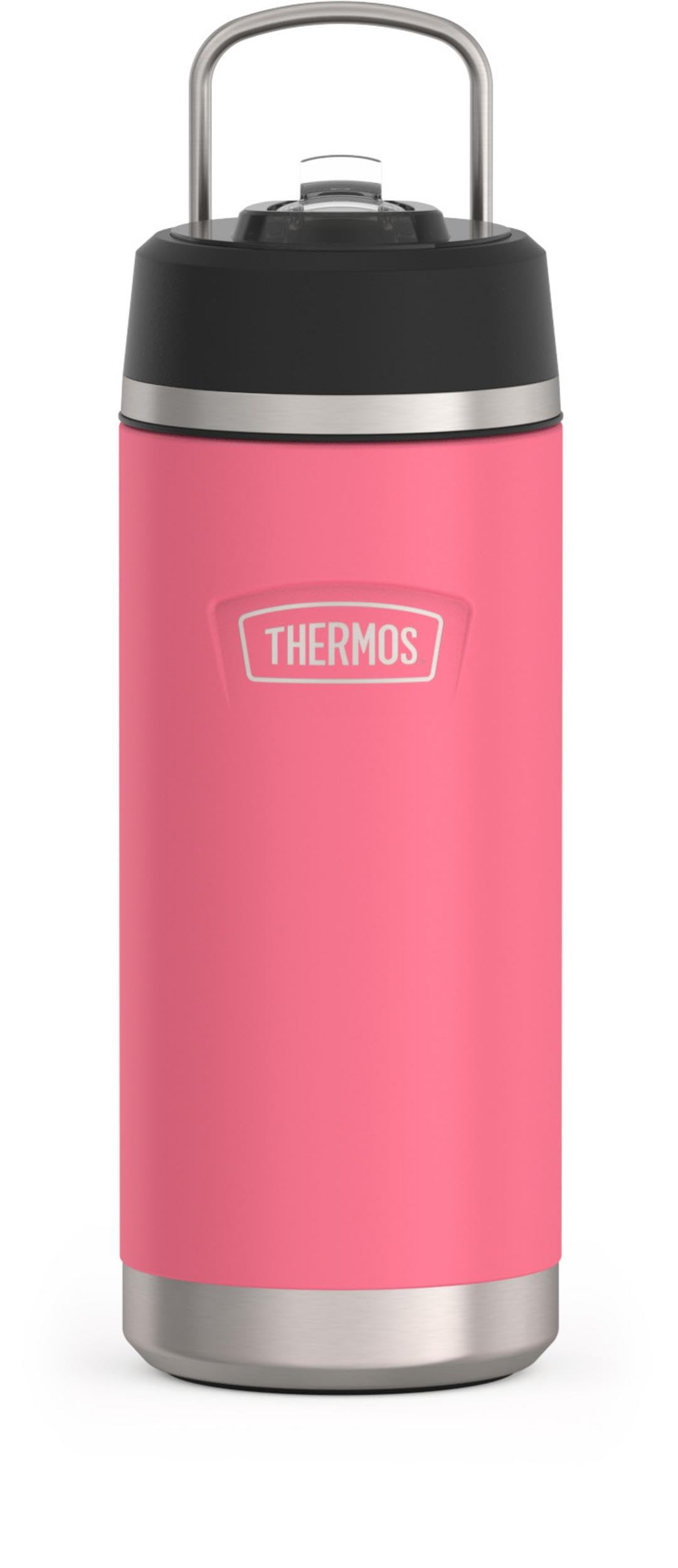 THERMOS ICON SERIES Stainless Steel Kids Water Bottle with Pivot Straw, 18 Ounce, Hot Pink