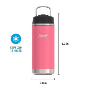 THERMOS ICON SERIES Stainless Steel Kids Water Bottle with Pivot Straw, 18 Ounce, Hot Pink