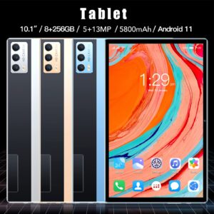 Tablets 10.1in Tablet for Android11 2.4G 5GWiFi 8GB RAM 256GB ROM 1920x1200 5MP 13MP Octa Core 5800mAh Rechargeable Golden Tablet 100 to 240V US Plug (US Plug)