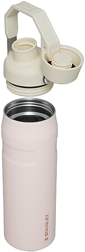 STANLEY IceFlow Fast Flow Water Bottle 24 OZ | Angled Spout Lid | Lightweight & Leakproof for Travel & Gym | Insulated Stainless Steel | BPA-Free | Rose Quartz Glimmer