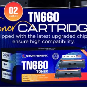 Smart Printink TN660 Toner Cartridge Replacement for Brother TN660 TN-660 TN 660 TN630 Compatible with HL-L2300D HL-L2380DW HL-L2320D DCP-L2540DW MFC-L2700DW MFC-L2685DW Printer (2 Black)