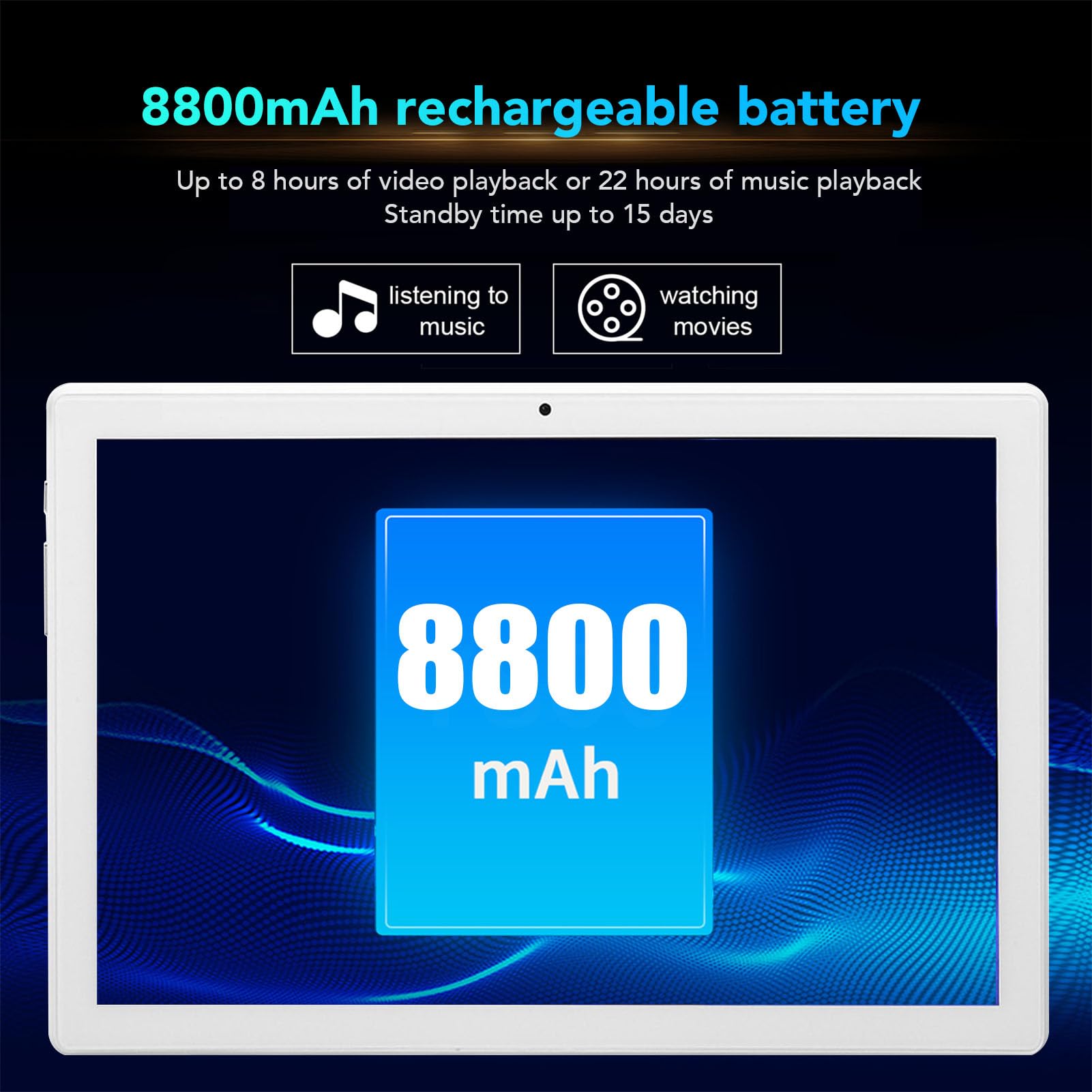 FOLOSAFENAR 10.1 Inch Tablet, 12GB RAM 256GB ROM 5G WiFi 2 in 1 Tablet PC MT6755 Octa Core 4G LTE Dual Speakers 8800mAh for Entertainment (US Plug)