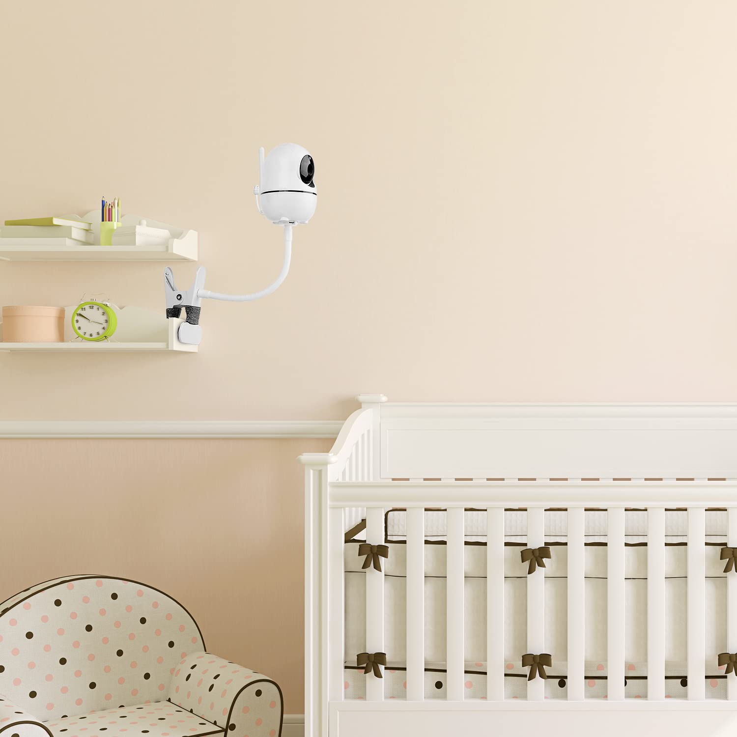 iTODOS Baby Monitor Mount Compatible with HelloBaby HB65/HB6550/HB6558/HB66/HB248,ANMEATE SM935E/SM650 Baby Monitor, 8inches Flexible Arm,Baby Camera Mount Attach Your Baby Cam Wherever