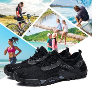 SOBASO Men Water Shoes Women Water Hiking Swim Beach Quick Drying Shoes for Sailing Kayaking Surfing All Black