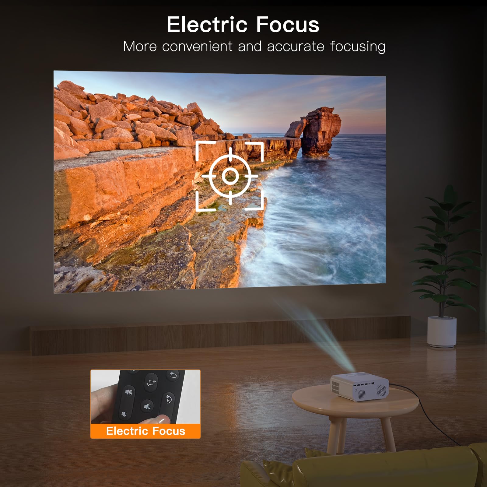 [Electric Focus] 4K Projector with WiFi and Bluetooth 5.2, TOPONNY C12 Native 1080P 500 ANSI Video Projector, P2P Mirroring Portable Outdoor Movie Projector, Smart Home Projector for Phone/PC/TV Stick