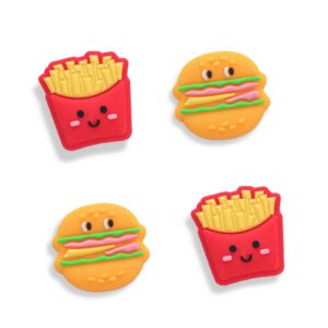 nananino silicone joycon thumb grip caps, soft joystick cover caps compatible with nintendo switch/oled/switch lite, 4pcs - burger and french fries styling