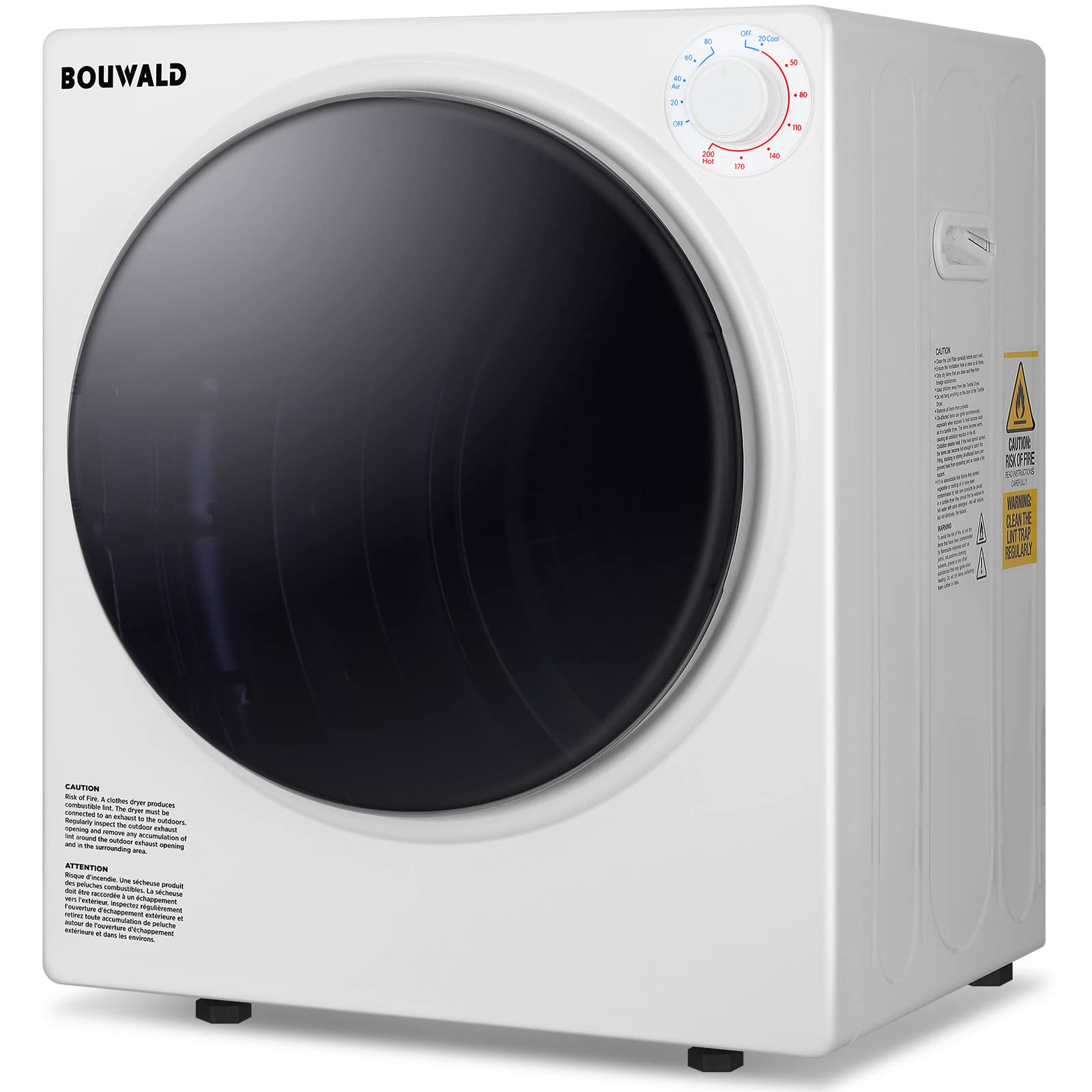 Bouwald 2.0 cu.ft Electric Compact Portable Clothes Laundry Dryer with Stainless Steel Tub Apartment dryer 110V 800W