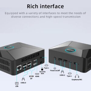 JMZZPC MAP02 Mini PC Windows 11 Preinstalled Intel 11th N5100 8GB DDR4 256GB M.2 SSD, Mini Desktop Computer 4K UHD Triple Display/Dual DDR4/Dual SSD/Dual WiFi/BT5.1/ RJ45/DP/Type C