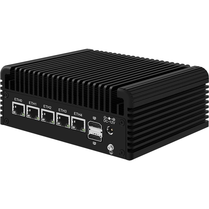 CWWK AlderLake-N100 5-Port Firewall Appliance with i226-V, DDR5 Slot, 2.5G RJ45 Network Port, 4K Display Outputs, M.2 NVMe Slots, SATA3.0, USB2.0, TPM Compatibility, Mini PC (N100-5L-16G/256G)