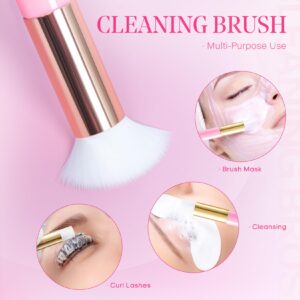 Setgnur Lash Shampoo for Lash Extensions 60ml Eyelash Extension Cleanser Lash Shampoo Cleaning Kit with Shampoo Brush & Mascara Brush-No Irritating Foaming Eyelash Makeup Remover for Home Salon Use