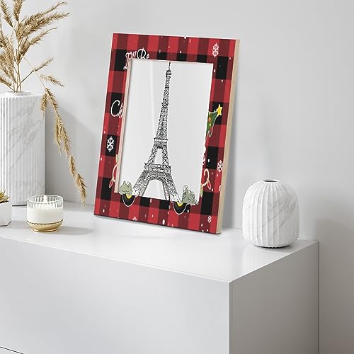 Bardic 5x7 Picture Frames, Black And Red Grid Wooden Photo Frame Fits 4x6 with Mat or 5x7 Without Mat Photo Frames for Wall Mounting or Tabletop Display for Home Gallery Decor